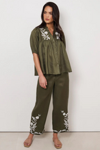 Load image into Gallery viewer, Palmer Embroidered Boho Top - Khaki
