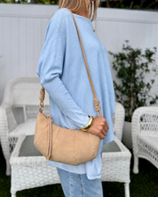 Load image into Gallery viewer, Curved Panel Faux Suede Bag