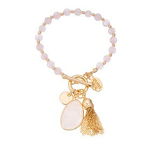 Load image into Gallery viewer, Lotus Tassel Charm Bracelet