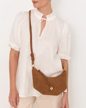 Load image into Gallery viewer, Curved Panel Faux Suede Bag