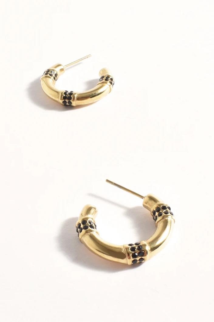 Mini Diamante Panelled Hoop Earrings