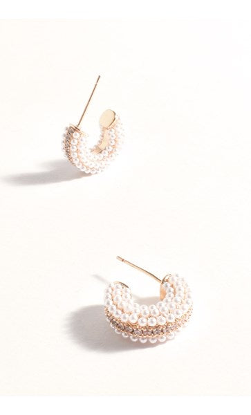 Mini Faux Pearl Event Hoops