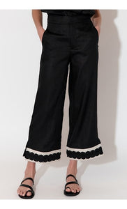 Adorne Nisha Cropped Split Pant - Black