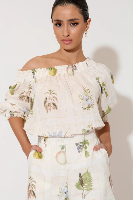 Adorne Crystal Belle Off The Shoulder Top - Botanical