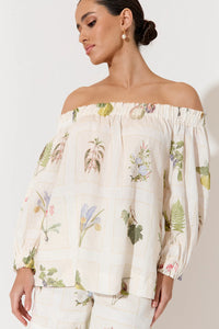 Adorne Crystal Belle Off The Shoulder Top - Botanical