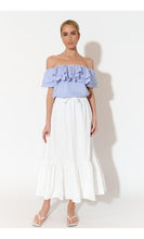 Load image into Gallery viewer, Adorne Serena Frill Top - Blue Stripe