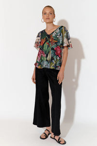 Adorne Theo Flutter Sleeve Top - Floral