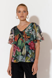 Adorne Theo Flutter Sleeve Top - Floral