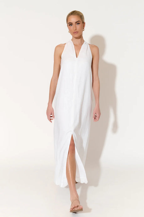 Adorne Nola Scalloped Hem Maxi Dress - White