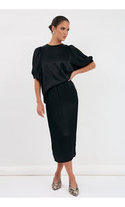Brook Satin Midi Skirt