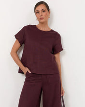 Load image into Gallery viewer, Avalon Wide Leg Linen Pant - Plum