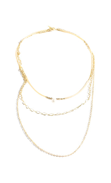 Layered Bead, Pearl & Chain Necklace