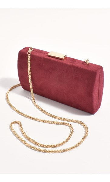 Clea Faux Suede Structured Clutch