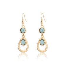 Load image into Gallery viewer, Lotus Aqua Teardrop Earrings