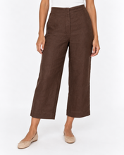 Load image into Gallery viewer, Lyndon Linen Cropped Pant - Chocolate
