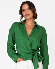 Load image into Gallery viewer, Gus Tie Front Shirt - Palm Green