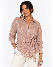 Load image into Gallery viewer, Mina Tie Waist Stripe Shirt