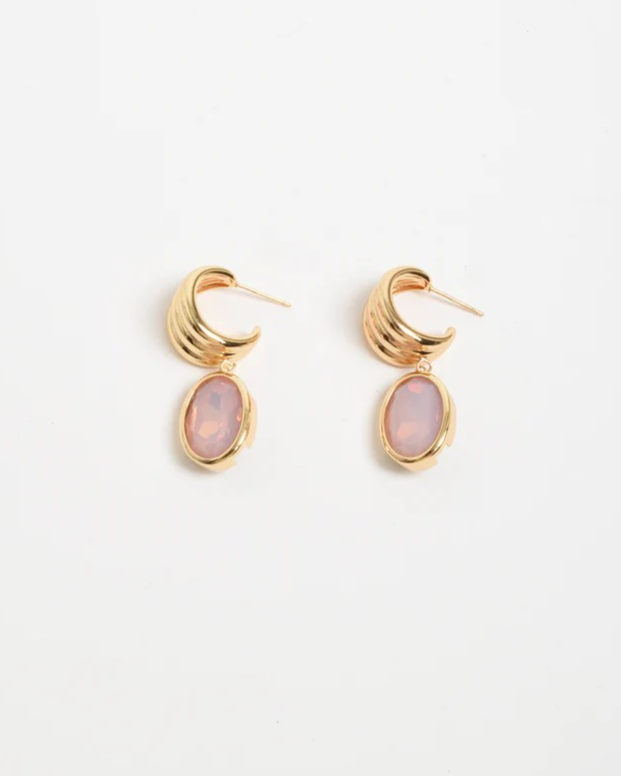 Curved Front Oval Drop Earrings
