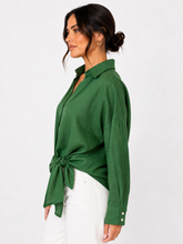 Load image into Gallery viewer, Gus Tie Front Shirt - Palm Green