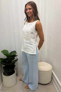 Harlow Linen Pants - Baby Blue