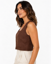 Load image into Gallery viewer, Harlow Linen Top - Chocolate