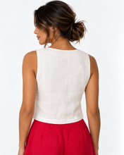 Load image into Gallery viewer, Harlow Linen Top - White