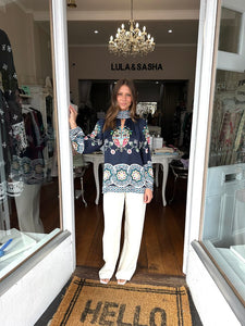 Ruby Yaya Garcia Shirt - Cream & Navy