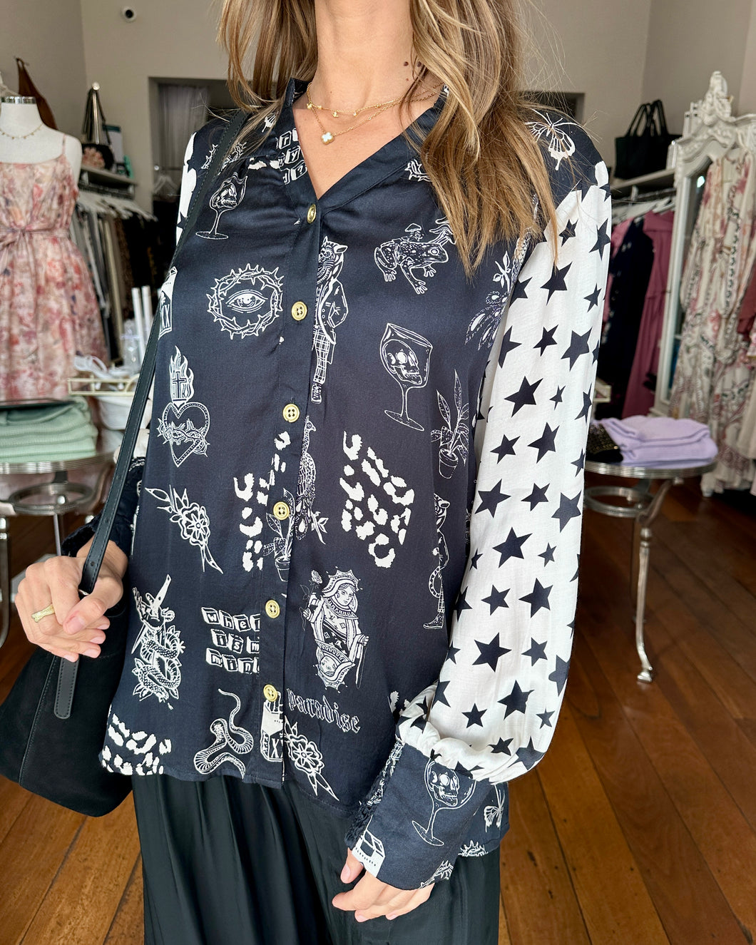 Ruby Yaya Sastri Shirt - Cream & Black