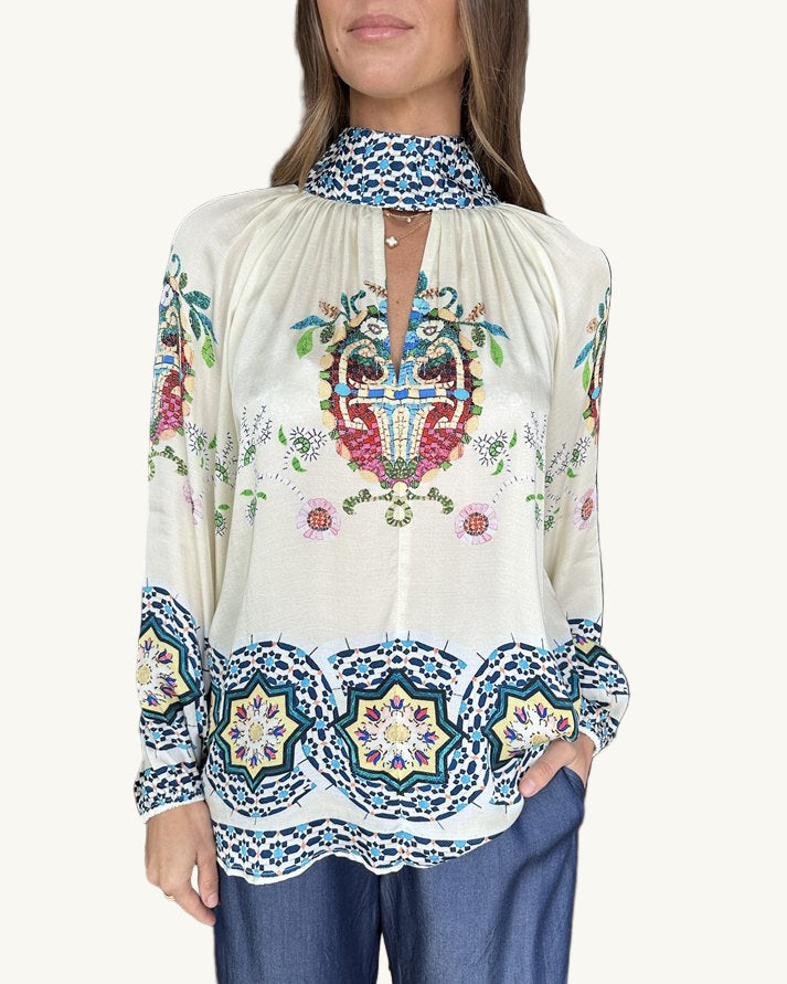 Ruby Yaya Garcia Shirt - Cream & Navy