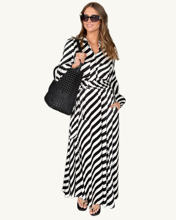 Stephanie Stripe Satin Dress