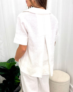 Solace Contrast Stitch Linen Top