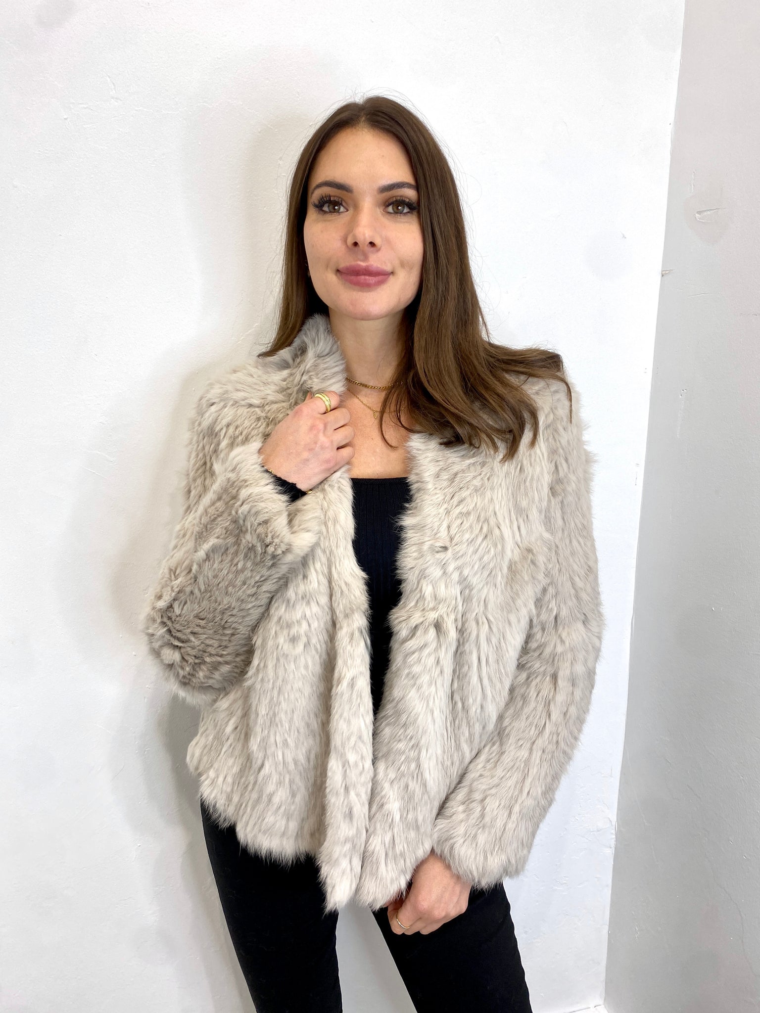 Fur waterfall clearance jacket