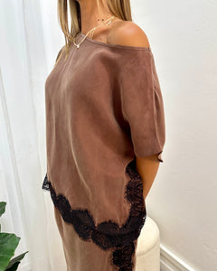 Dali Cupro Lace Detail Top