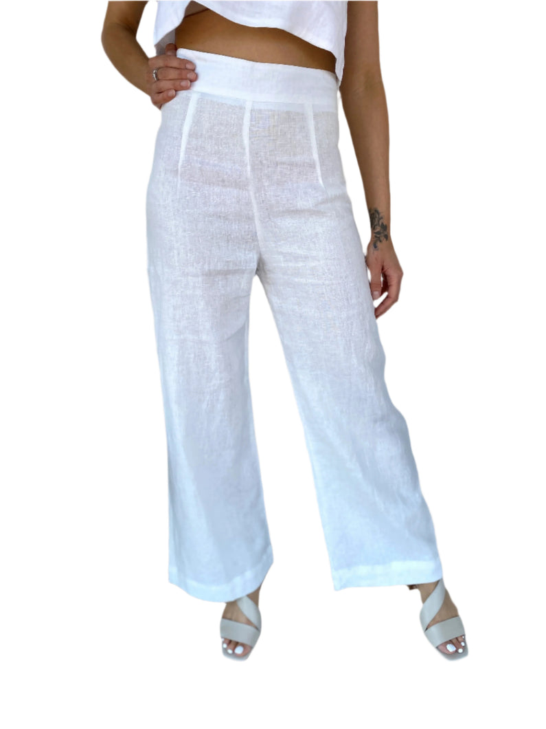 Harlow Linen Pants - WHITE