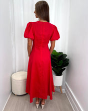 Load image into Gallery viewer, Chica Twist Linen Dress - Raspberry