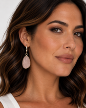 Load image into Gallery viewer, Lotus Oval Stone Earrings