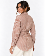 Load image into Gallery viewer, Mina Tie Waist Stripe Shirt