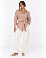 Load image into Gallery viewer, Mina Tie Waist Stripe Shirt