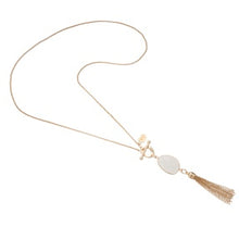 Load image into Gallery viewer, Lotus Gem Tassel Necklace