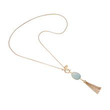 Load image into Gallery viewer, Lotus Gem Tassel Necklace