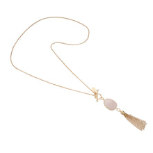 Load image into Gallery viewer, Lotus Gem Tassel Necklace