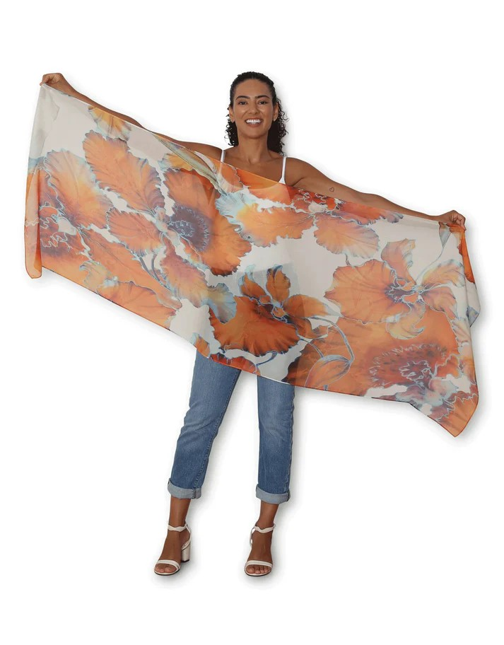 The Artists Label Scarf - Orange Bloom