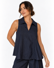 Load image into Gallery viewer, Tanner Pleated Lightweight Denim Top