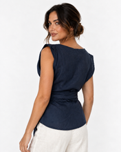 Load image into Gallery viewer, Rihanna Linen Top - Midnight Blue