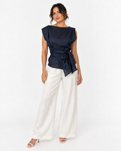 Load image into Gallery viewer, Rihanna Linen Top - Midnight Blue