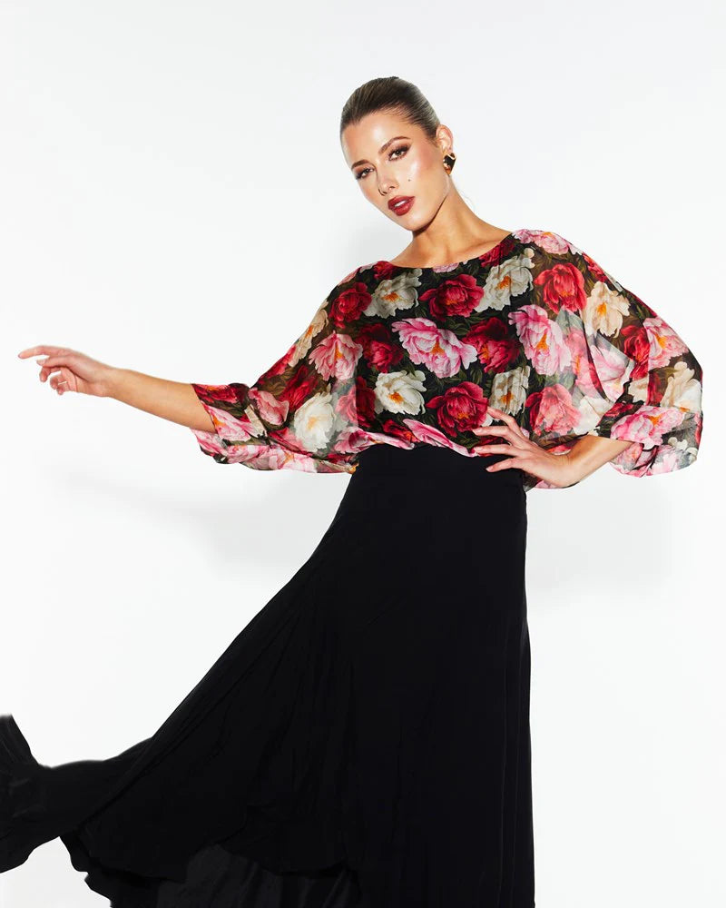 Sunlight & Shadow Silk Top - Oscar Floral