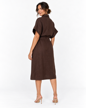 Load image into Gallery viewer, Theodore Linen Midi Dress - Chocolate