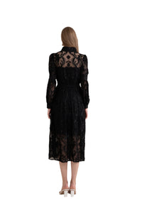 Yvette Lace Midi Dress - Black