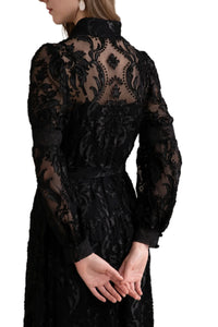 Yvette Lace Midi Dress - Black