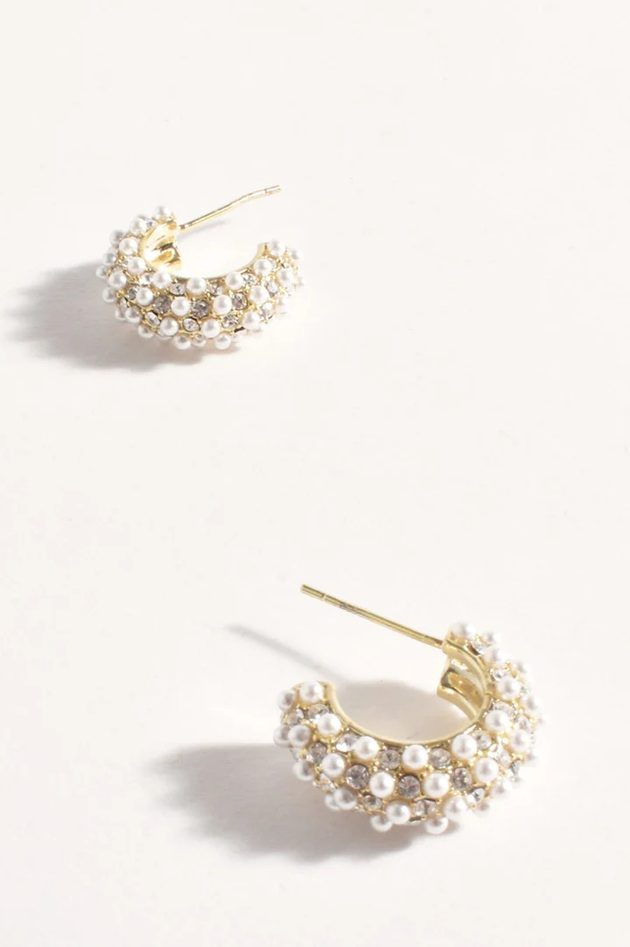 Mini Faux Pearl Hoop Earrings